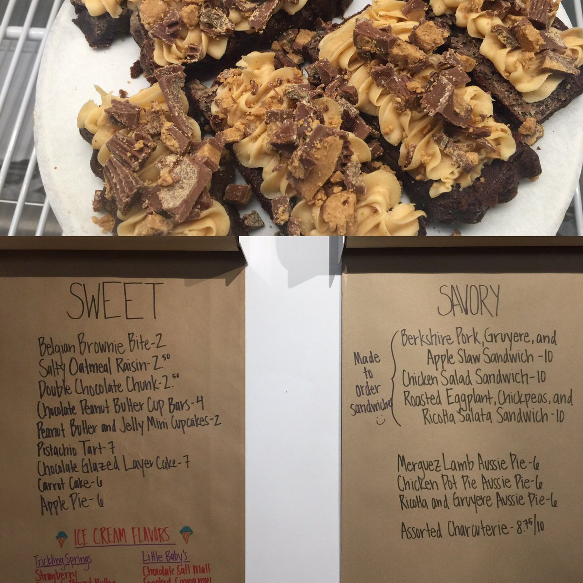 CulArtBaltimore's tweet photo. Here's this week's menu-check out the Chocolate Peanut Butter Cup Bars! #culinaryarchitecture #chocolatepeanutbutter https://t.co/2Z4ZJjLDki