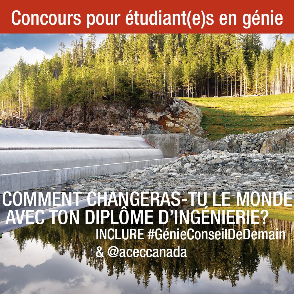 ACECCanada's tweet photo. CONCOURS POUR ÉTUDIANT(E)S EN #GÉNIE du Canada: Détails du concours  https://t.co/15XVvDQfIT #GénieConseilDeDemain https://t.co/dvyVRyywYI