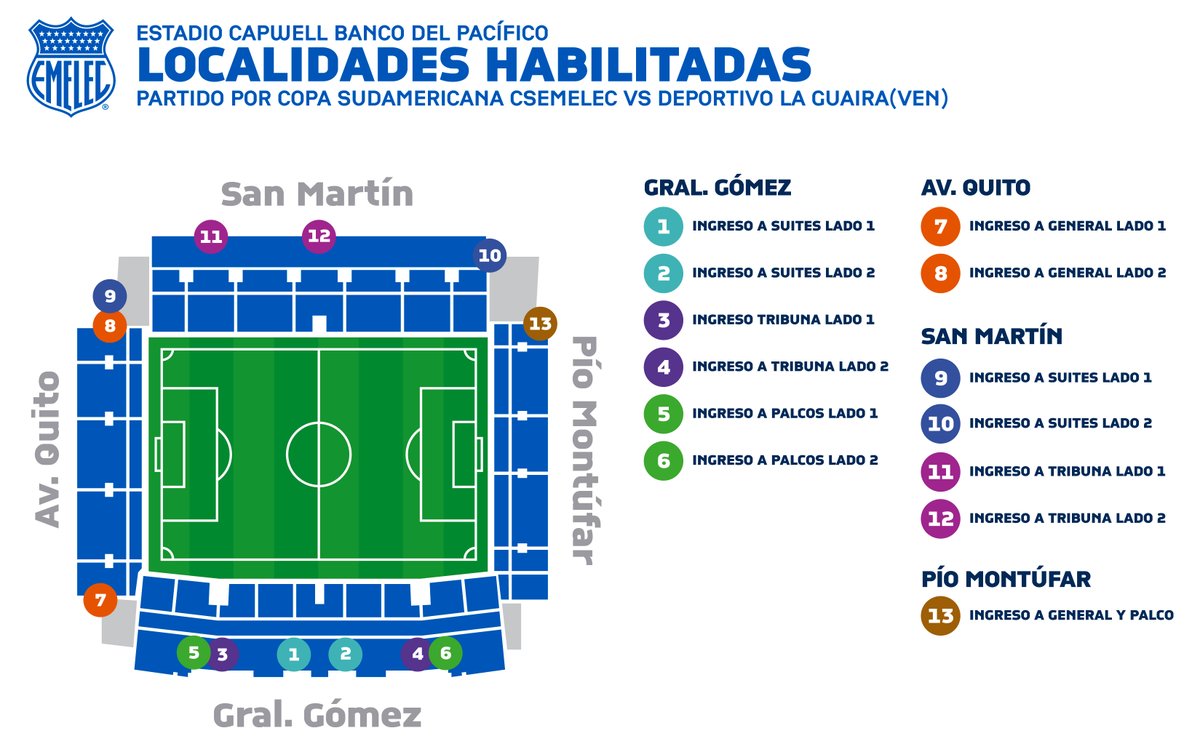 RadioDibluFM's tweet photo. Localidades habilitadas y puntos de ingreso al Estadio Capwell, para el partido de mañana por #CopaSudamericana. https://t.co/ZpUqWDqbyn
