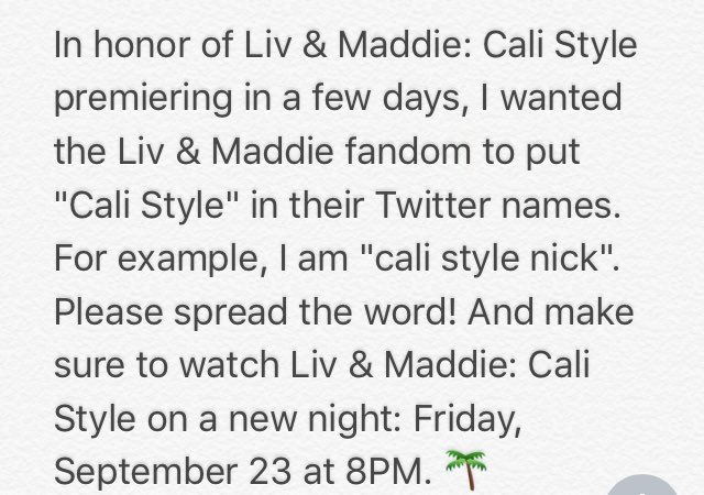 JohnDBeckTV's tweet photo. #LivAndMaddie fans! Fans have an idea for the premiere of #LivAndMaddieCaliStyle! Put Cali Style in ur name! RTplz https://t.co/yEooj1cEYV