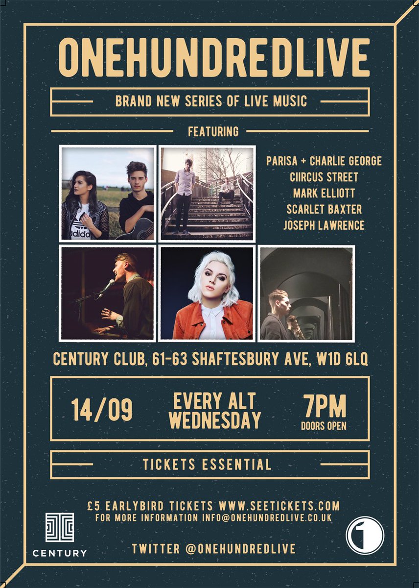 Who's coming down to @CenturySoho tomorrow? So many great acts including <a href="/feelslikenow/">Feels Like Now</a> and <a href="/josephlawrence8/">Joseph Lawrence</a>