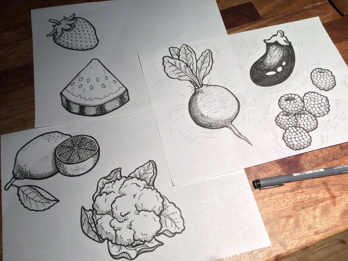 cheekychen's tweet photo. Development sketches for a painting commission 🍓🍉🍋🍇🍆 #fruit #veggie #illustration https://t.co/HscJGOsTW7