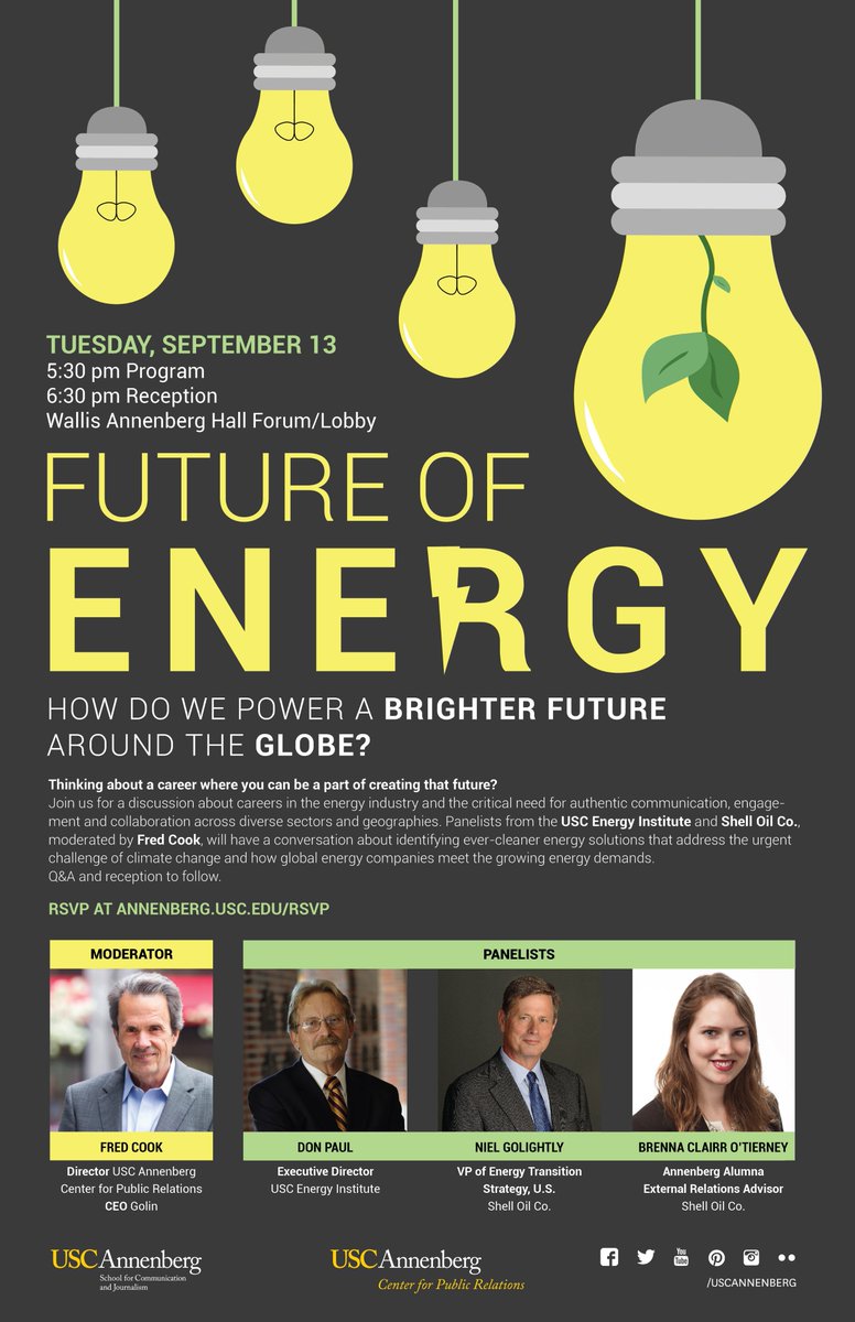 ASCJEvents's tweet image. Curious about careers in the energy industry? Join us tonight! @USCAnnenberg ANN Lobby, 5:30p Prog; 6:30p Reception