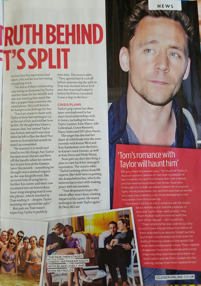 TomTheNextLevel's tweet photo. The bitter truth behind #HiddleswiftIsOver Pals say they split up "weeks ago" ... #TomHiddleston @CloserOnline https://t.co/bAG41d2ba7