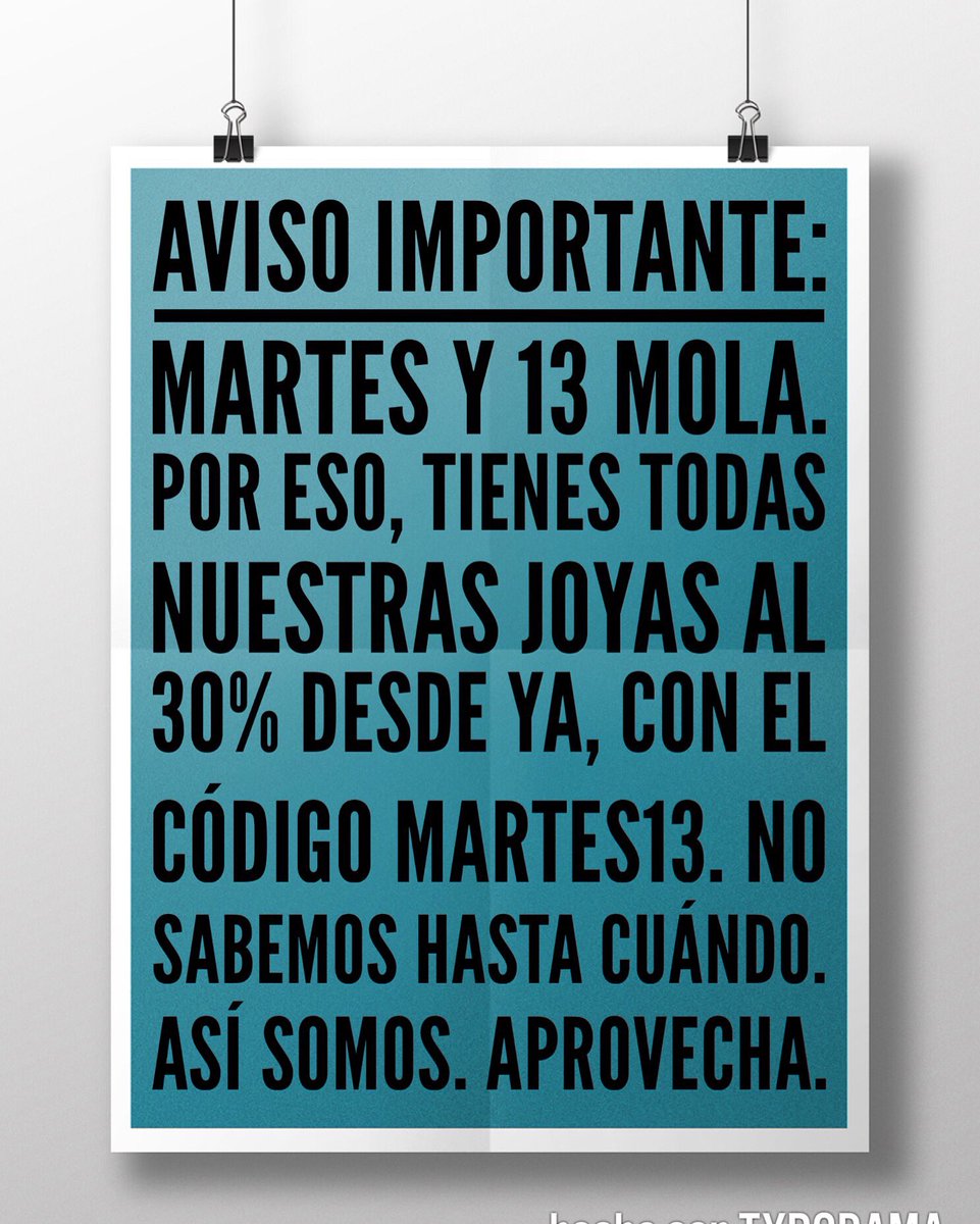 soul_bask's tweet photo. MARTES Y 13 MOLA. 30% de descuento en todas las joyas diseñadas por @BarbaraGoenaga  en https://t.co/s0HLIUhpyw https://t.co/TRlhWMcvOn
