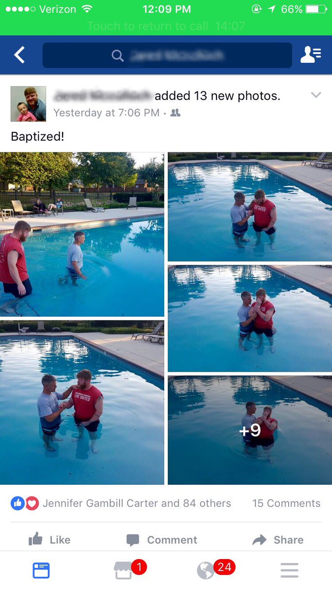 madicarter's tweet photo. Apparently my dad baptized some1 in broad daylight @ our neighborhood pool yesterday w ppl laying out lol go Jesus https://t.co/zkbZ1w9ayw