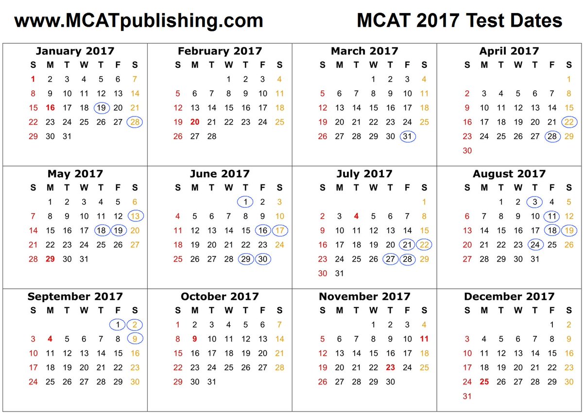 MCATpublishing's tweet photo. Here are the 2017 MCAT Test Dates!
#MCAT #premed #AAMC #TestDate
@MCATpublishing @mcatprep @MCATme @StudyPalCo https://t.co/4O6QFTlmaz