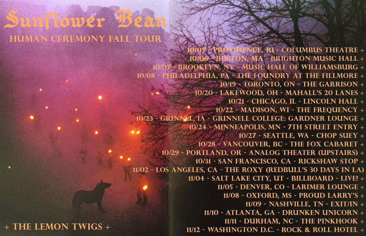 sunflower_bean's tweet photo. Final #HumanCeremony tour ever! Taking a couple months off after to write LP 2. Catch us at one of these dates 🌟🔮🐃 https://t.co/eDs8GR0tZQ