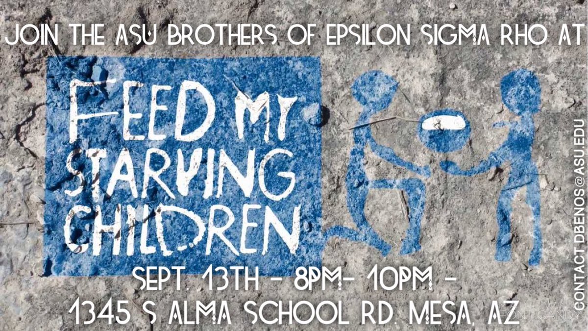 AZStateRhos's tweet photo. Come help us aid in feeding the hungry and giving hope to kids across the world. #EpsilonSigmaRho https://t.co/vBIZrsLD8b