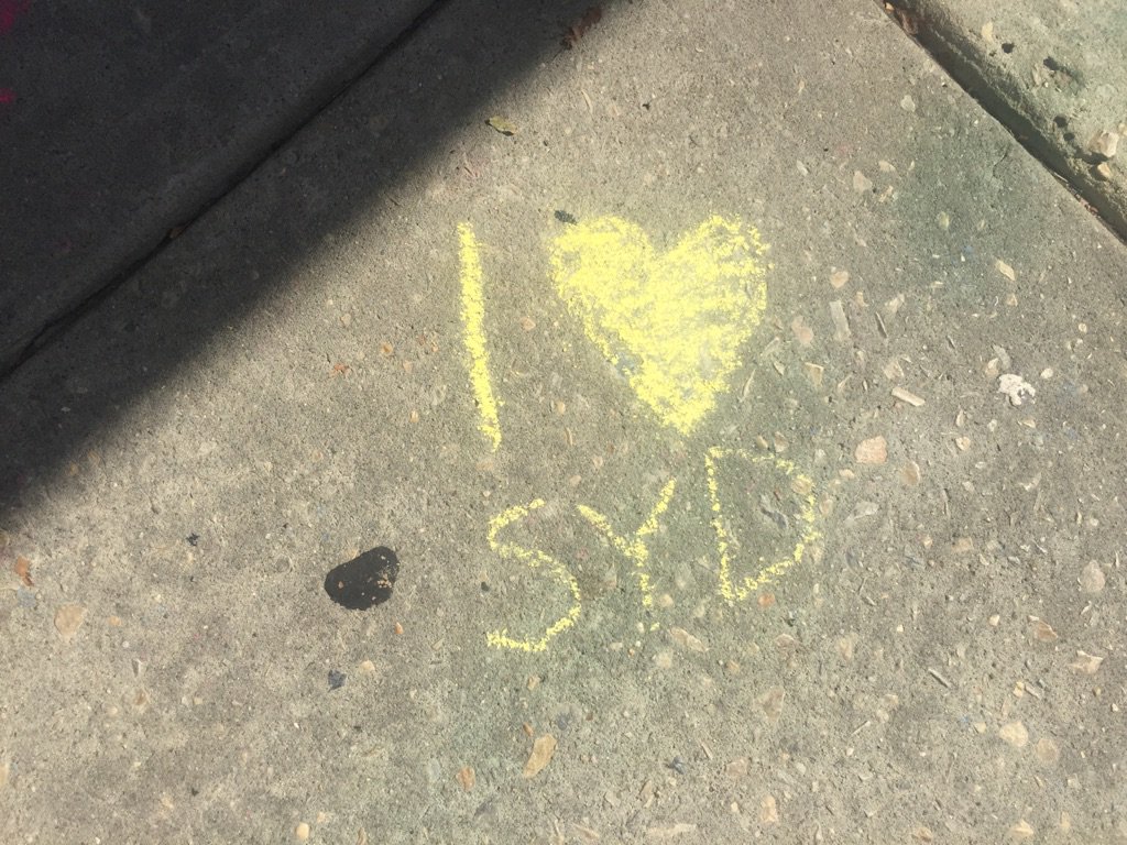 cookphilly's tweet photo. Chalk art outside of COOK. Looks like folks are rooting for Syndey of @WillBYOB in tonite's #OpenStove cc @foobooz https://t.co/i1D7GJfa67