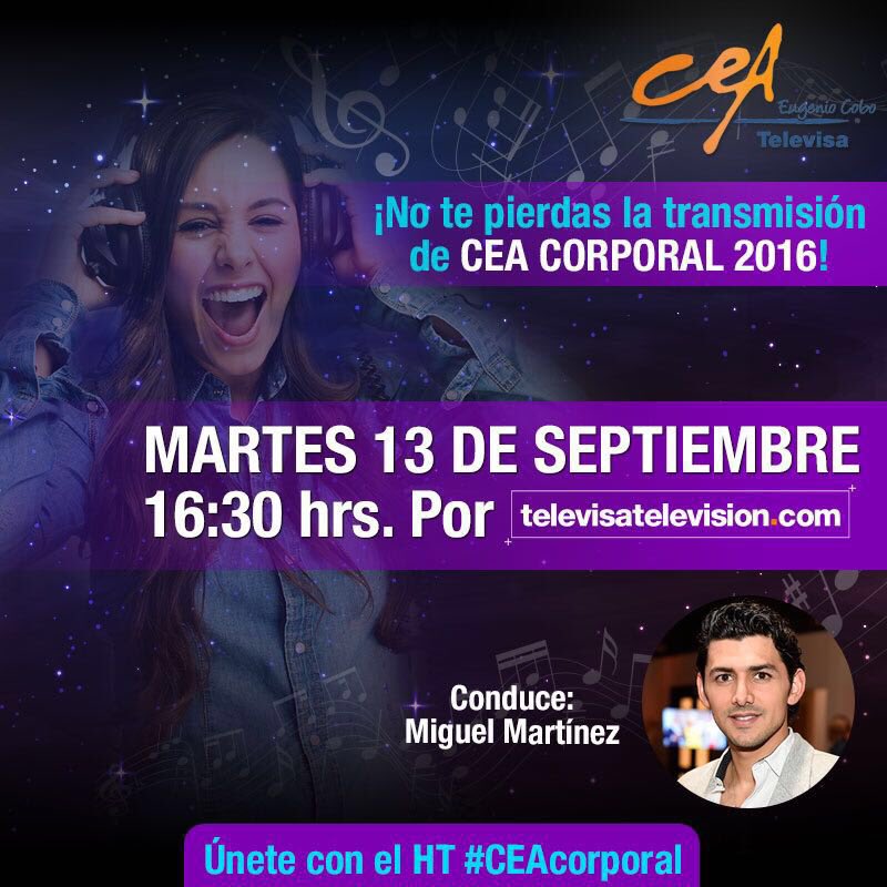 JessyCoch's tweet photo. No te pierdas hoy 16:30 #CEACorporal en https://t.co/U71mFOcuSf @TelevisaTVMx 💃🏻🎉👏🏻😁 cc @iortizcastillo https://t.co/CQ9JbwSnSj