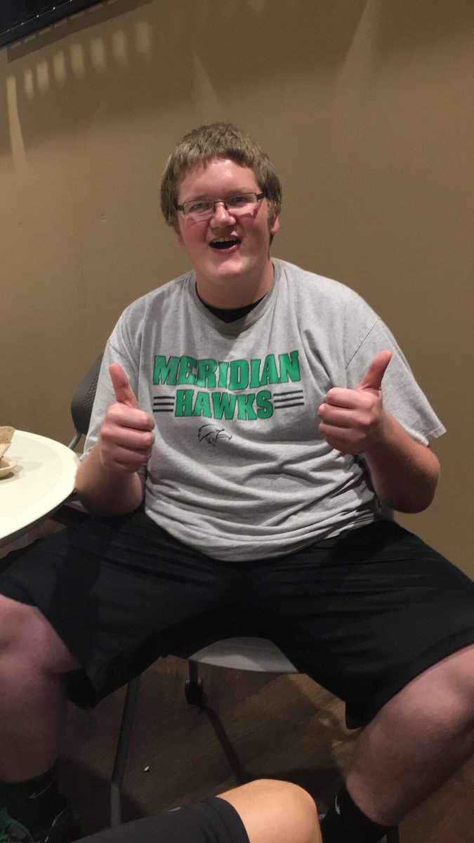 pugnaciousgamer's tweet photo. Levi Keller, showed his school spirit by saying,"The sky is the limit for Meridian." #D15N https://t.co/6FL6B182bK