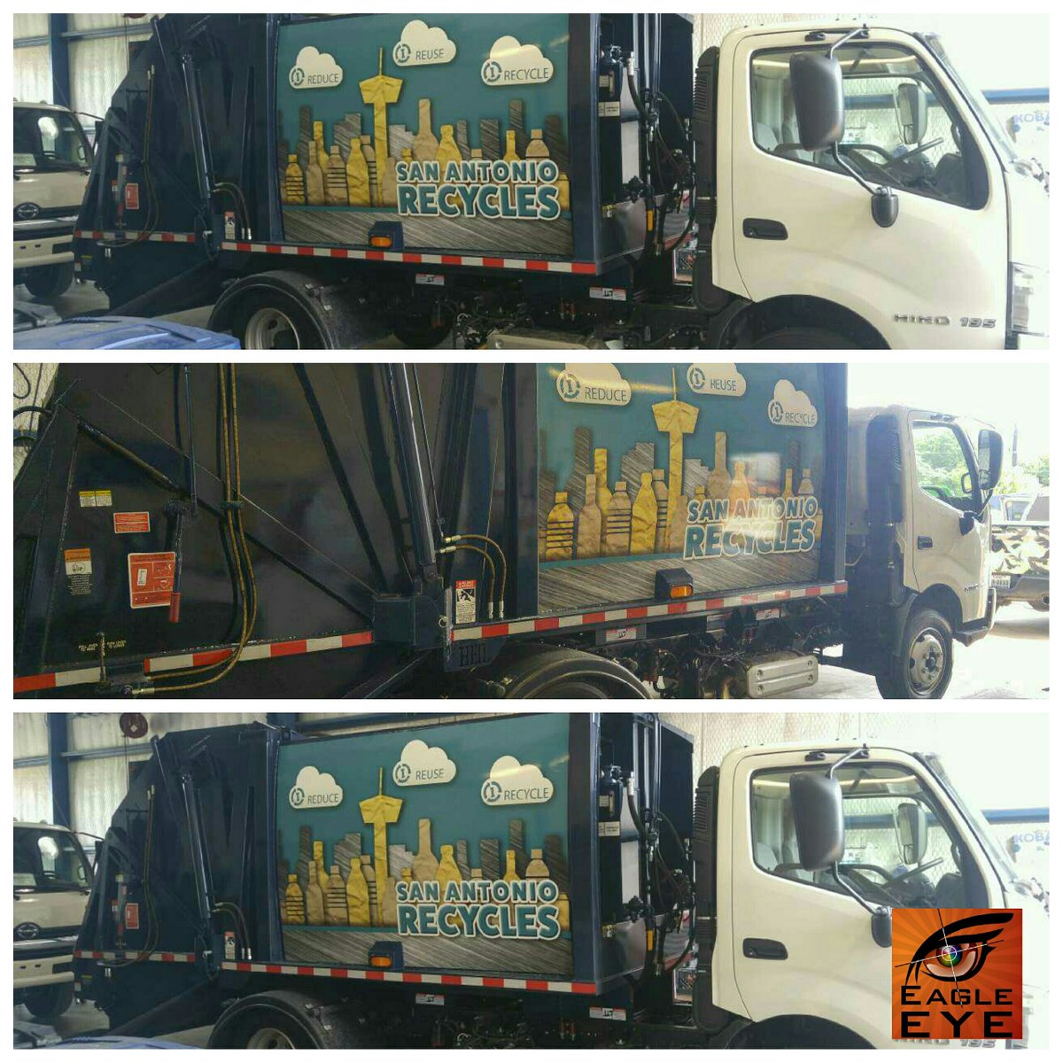 DumpsterDecals's tweet photo. Wrapped up some small rear loaders for #SanAntonio #EagleEyePartners #wegotchawrapped #HeilofTexas #HeilRefuse https://t.co/Dt78qftKIC