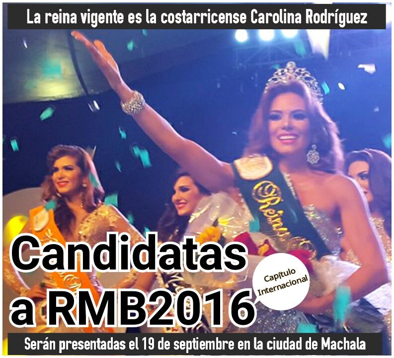 omsinoticiasec's tweet photo. (R.S.) Candidatas a #RMB2016 serán presentadas el 19 de septiembre, en Machala. Lea: https://t.co/JQiK7GK0gn https://t.co/Hq32zED5Mq