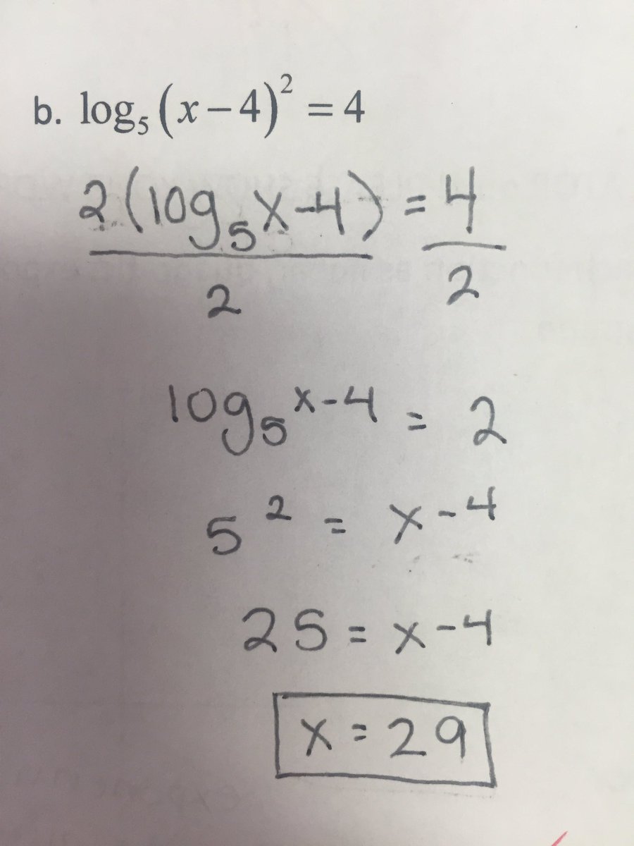 jreulbach's tweet photo. Careful when using log properties! We lost a solution. #alg2Chat @MrCTizzy Math office fun! https://t.co/g24trhFCFu