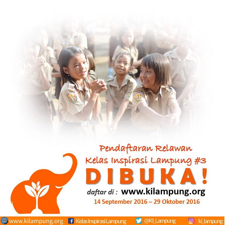 KI_Lampung's tweet photo. Pendaftaran Relawan Kelas Inspirasi Lampung #3 dibuka! #KILampung3Gehhh #kelasinspirasi https://t.co/RtL8iJ6GRb