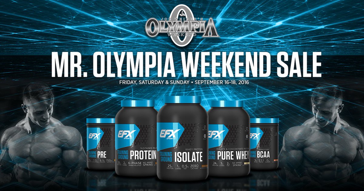 This weekend only! We are offering a discount to email subscribers! #mrolympia #olympia2016 bit.ly/2coK5Z2