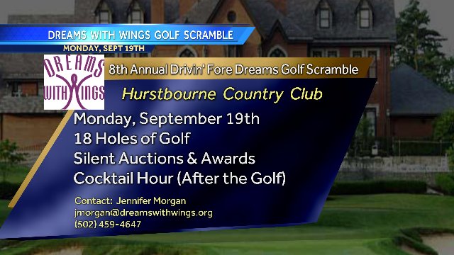 WLKYJayCardosi's tweet photo. Great event this coming Monday as the @DreamsW_Wings golf scramble is happening at #Hurstbourne CC. @DSLouisville https://t.co/47KvbzVEj8