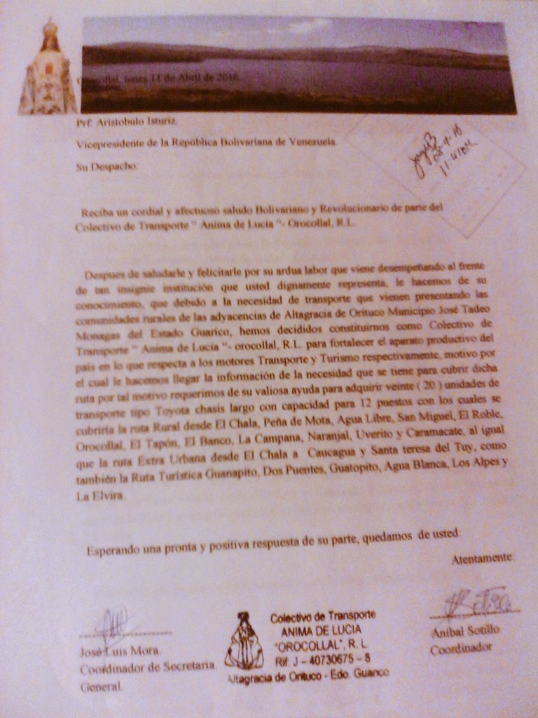 Infantanibal's tweet photo. Carta enviada al camarada Aristóbulo Isturiz, del colectivo ANIMA DE LUCÍA OROCOLLAL " Altagracia de Orituco.. https://t.co/l9mlGu2n28