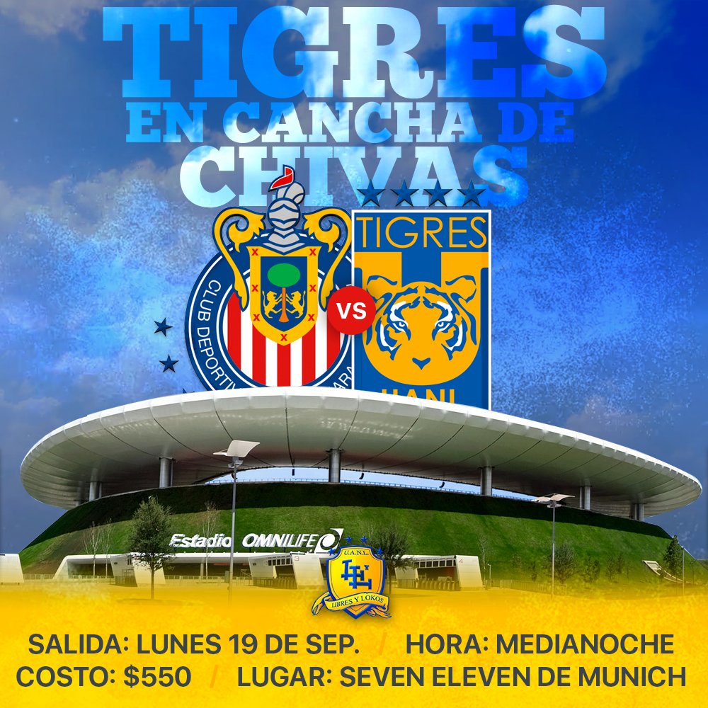 LIBRESYLOKOS's tweet photo. Viaje a Cancha de Chivas - Sigue a Tigres en su partido en el Omnilife #ViajesLyL https://t.co/vjzdoQsZaK