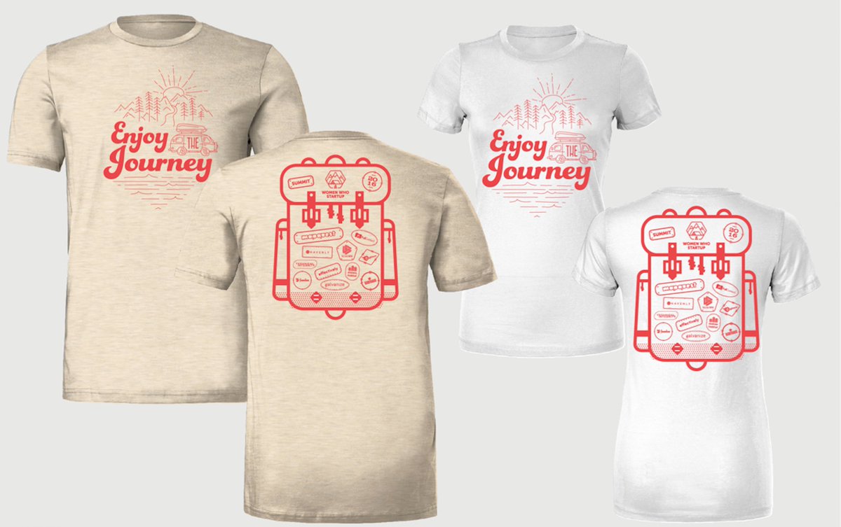 womenwhostartup's tweet photo. Evolution of the #WomenWhoStartup annual tee tradition. 2016?! #wwsSummit #DENStartupWeek #EnjoyTheJourney Get Yours https://t.co/muzz6KqkSE