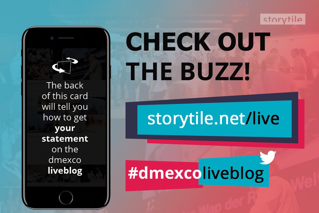 storytile's tweet photo. Meet 50 digital minds from #dmexco on our #dmexcoliveblog. Bring your own message across > https://t.co/PLY5B8lJ1U https://t.co/JaNaIsG9j5
