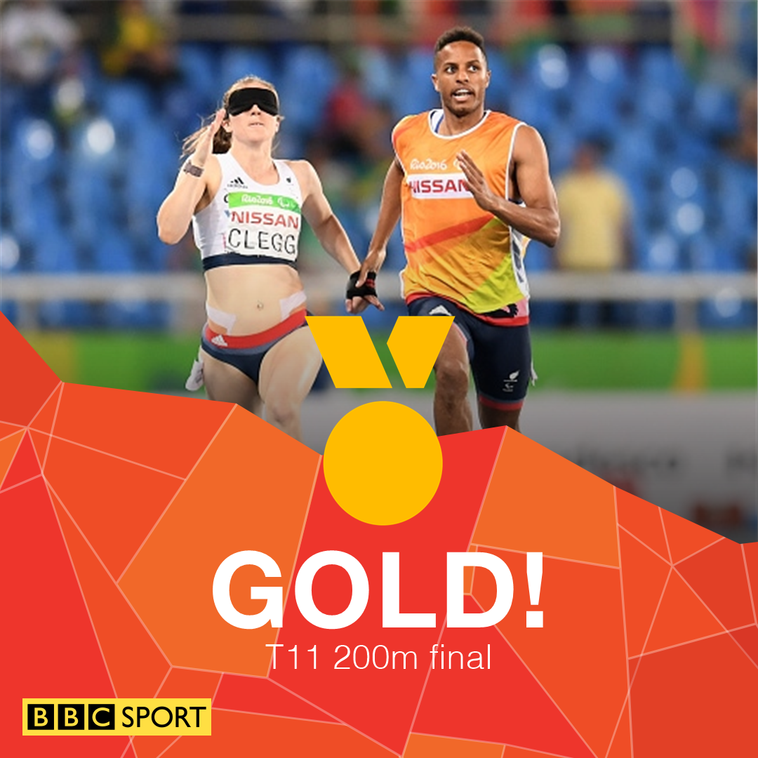 BBCSport's tweet photo. It's a new Paralympic record!

Libby Clegg adds to her 100m gold with victory in the 200m.

https://t.co/KjUxmwx5jA https://t.co/Y8j21B2fCs