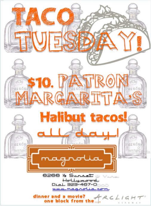 magnolialala's tweet photo. Halibut Taco Tuesday washed down with a Patron Margarita Anyone? #TacoTuesday #Hollywood  #folloback #Margarita https://t.co/LW2gwUJG1u