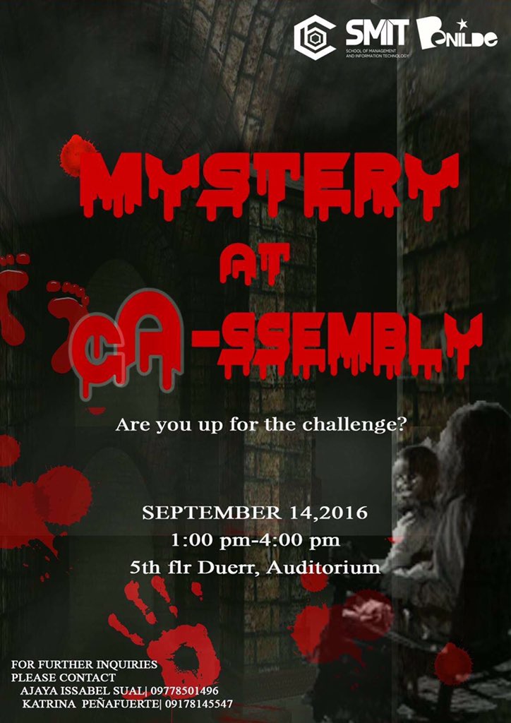 CBABenilde's tweet photo. Good morning! ☀️ Dont forget our FIRST GENERAL ASSEMBLY TODAY! Unravel the mystery 😵 Are you up for the challenge? 👻 https://t.co/FfzmTPDHPE