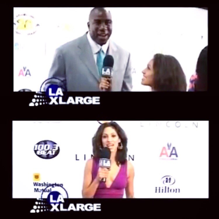 lisa_catara's tweet photo. #Hosting the very last #MagicJohnson #ComedySlam with the man himself. Wow… I look tiny! #entertainment #sports #tv https://t.co/tlmFgqhu8e