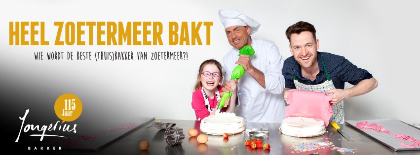 Ben jij goed in taarten bakken? Doe dan mee aan HEEL ZOETERMEER BAKT! Kijk voor meer info op jongeriusbakker.nl