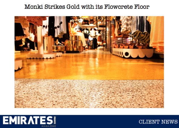 Emiratesproj's tweet image. Monki strikes gold with it's flowcrete floor bit.ly/2bhP0On #monki #gold