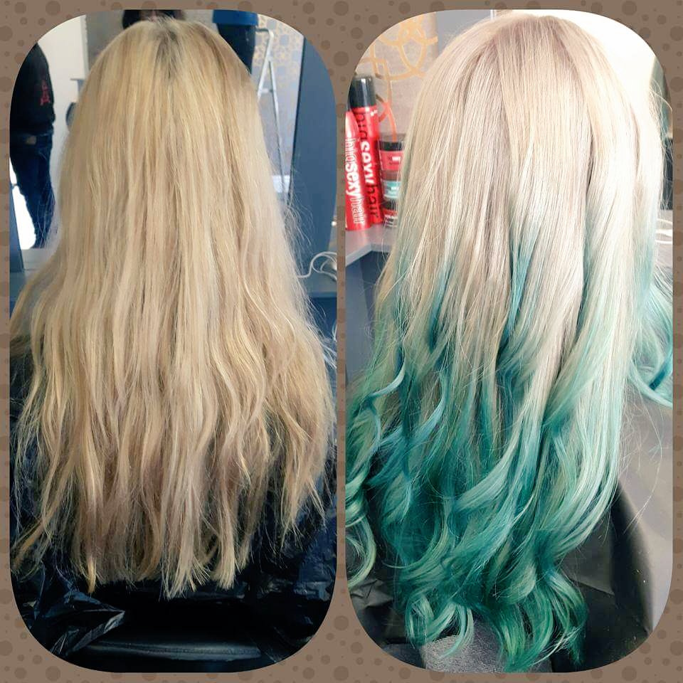 NookSalon's tweet photo. Our beautiful ashleigh who had the peacock green ombre #ombrehair #longhair #stunning #bright #wow https://t.co/0KnJooRB5S