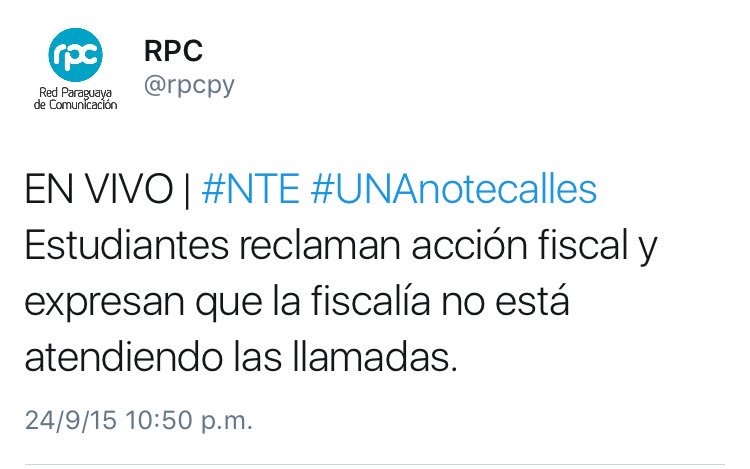 Santula's tweet photo. Les pido que comparen las noticias de hace un año con las de hoy respecto a la fiscalía. #UNAnotecalles @rpcpy https://t.co/QoGJag1mQ0