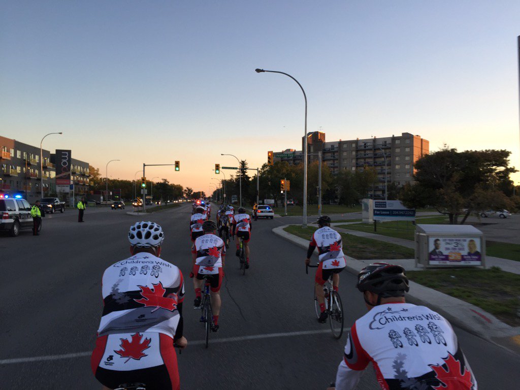 paytonryz's tweet photo. Kind group of police officers here in Winnipeg riding to Chicago to raise money for CWF! Support and donate today. https://t.co/TfwQ4AdXjT