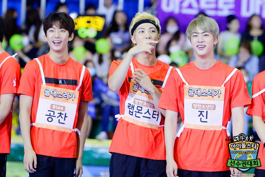 Namjoon & Jin playing soccer at the 2016 ISAC! #BTS #방탄소년단