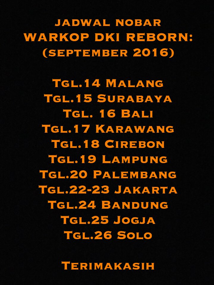 VinoGBastian__'s tweet photo. Jadwal NOBAR terupdate #warkopdkireborn #jangkrikboss dari @FalconPictures_ Yuk kita #NontonRameRame #jangkrikboss 😊 https://t.co/WpTApUbbCJ