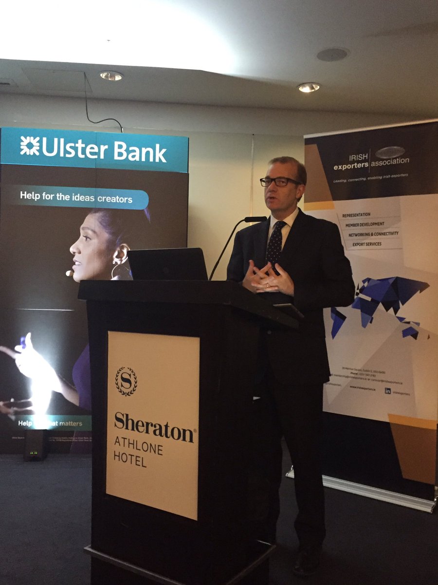 IrishExporters's tweet photo. Chief Executive #simonmckeever welcomes guests at today's #exportmatters regional event #athlone @UlsterBank https://t.co/l66pG4wJYd