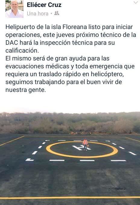 kathogps's tweet photo. Isla Floreana ya cuenta con Helipuerto... que gran avance @MashiRafael https://t.co/KzmLebbRWp