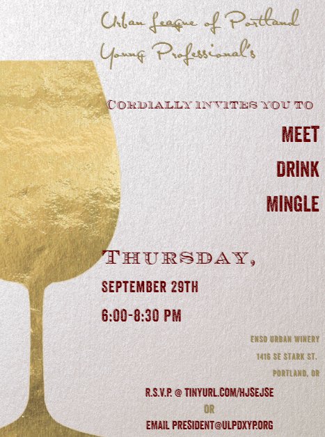 ULPDXYP's tweet photo. Join the young professionals for an after work evening of networking! Sept. 29 6pm - 8:30pm #ulpdxyp #afterwork https://t.co/3hQM3bFyYM