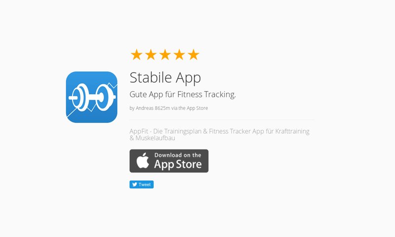 AppFitApp's tweet image. 5 Star Review: "Stabile App: Gute App für Fitness Tracking." launchkit.io/reviews/hsc1lt…
