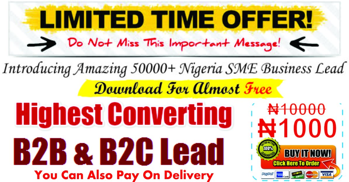 WebclickNG's tweet photo. Download 50000 Plus Nigerian SME Business Contacts
https://t.co/QnNbAFu4Tw https://t.co/AQMpxIcGFP