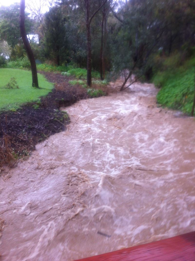 Never drive, walk or ride through floodwater and don't let children play in floodwater. Photo of Third Creek #Magill