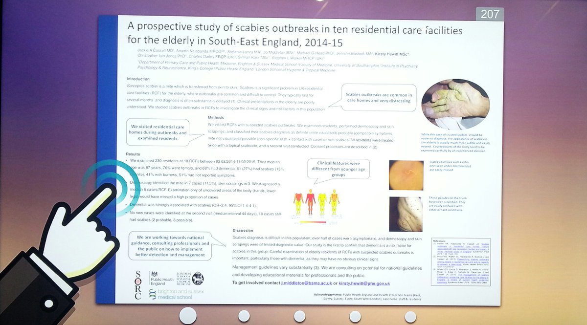 DrJMiddleton's tweet photo. At #PHEConf16? See eposter 207, DM or meet Wed breaks @ butterworth to discuss national #carehome #scabies guidance. https://t.co/lJsAwydkHC