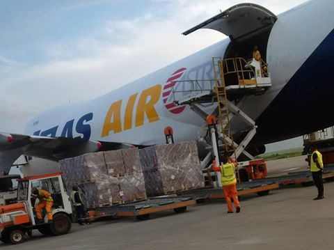 nemanigeria's tweet photo. A Boeing 747 cargo plane arrived Abuja on Sunday with $1.3m worth of lifesaving supplies for #IDPs in N/East Nigeria https://t.co/vG4of6ylqz