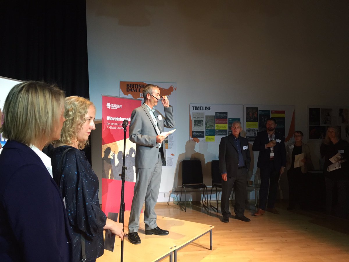 DMUDance's tweet photo. Opening speeches from @robbrannen @DMUVC CIRID Director Mike Huxley and PhD student Funmi Adewole @DMUcirid https://t.co/S1y1F6n1zy