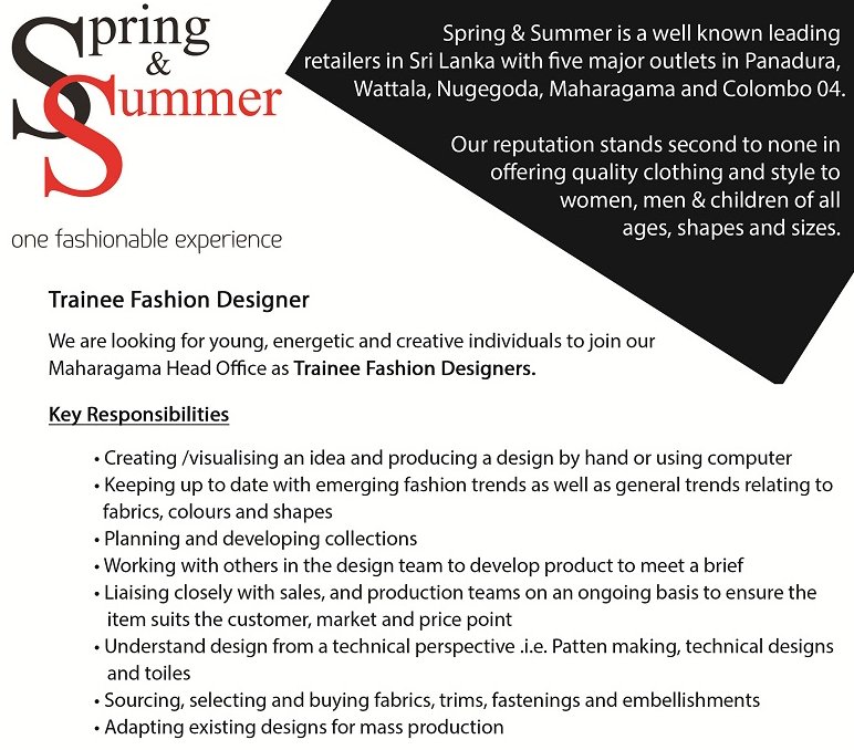 fashion designer vacancies in sri lanka emileosurroundedbyidiots