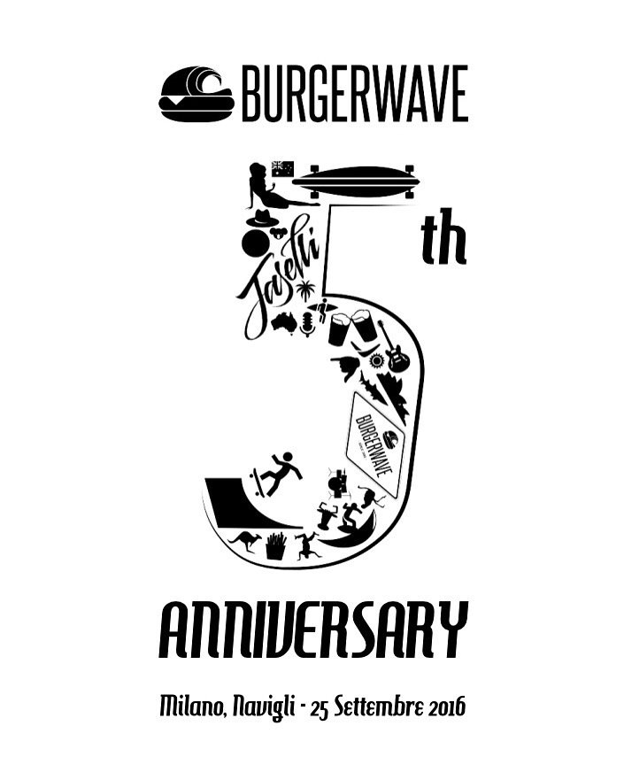 Burger_Wave's tweet photo. La grafica del 5 compleanno di #Burgerwave Domenica 25 Setrembre....stay tuned! #justdamngoodburgers #burgerwave5 https://t.co/b0tTvkG9tu