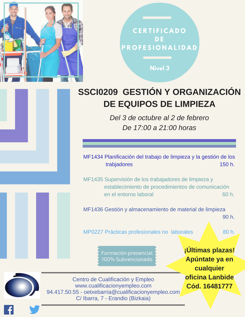 CualificaEmpleo's tweet photo. Nuevo #curso de #CertificadoDeProfesionalidad 100% subvencionado por #Lanbide. Apúntate aquí https://t.co/jGOwjJ4jgA https://t.co/8EvPZQkI2j
