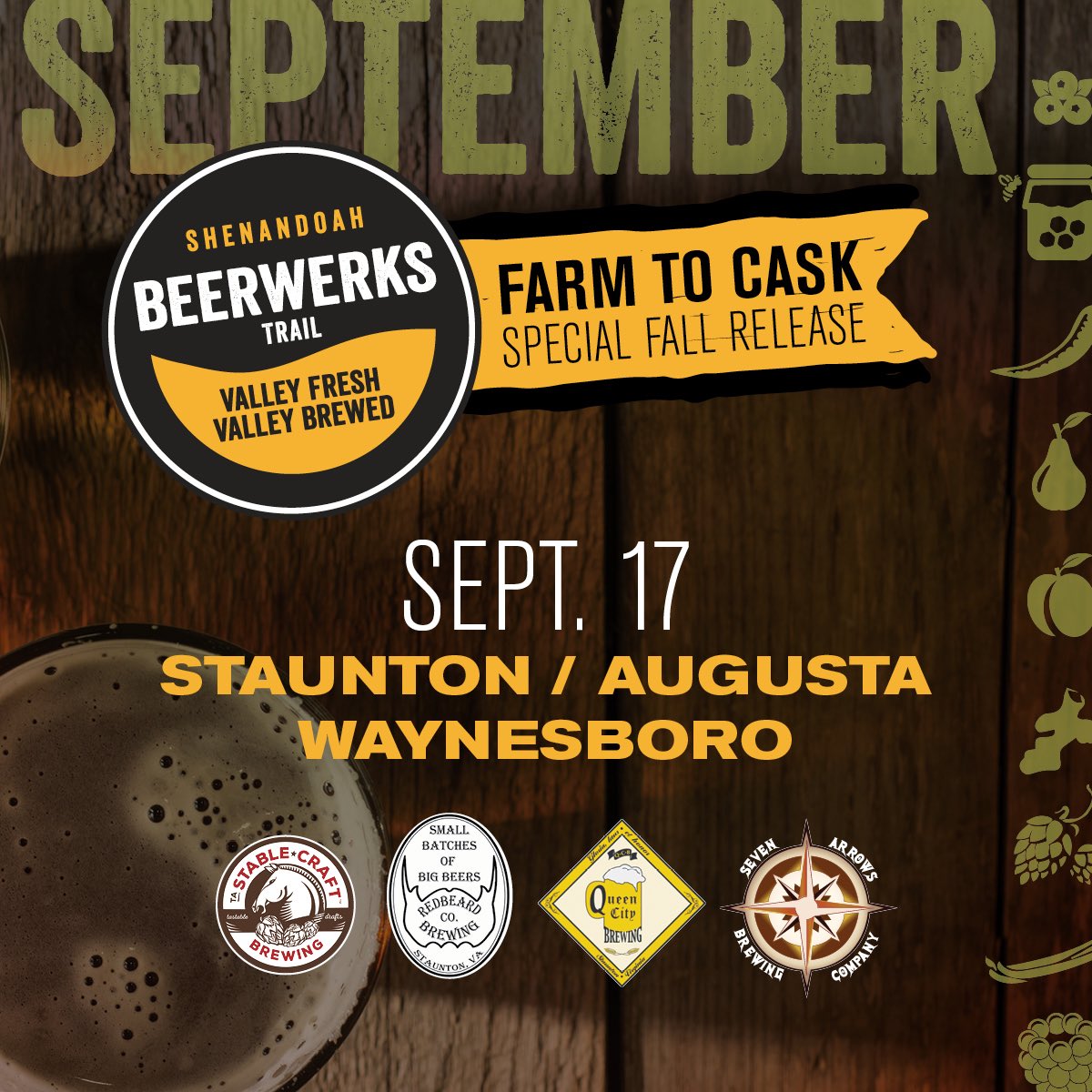 beerwerkstrail's tweet photo. Fall #vabeer flavors reign supreme for this weekend's #FarmToCask in @Staunton @VisitWaynesboro & #AugustaCo! https://t.co/y7TtKLfMfP